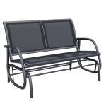 Baloiço de 2 Lugares com Tubo de Metal e Tecido de Textilene para Exteriores Carga Máx. 200 kg 120x70x85 cm Preto
