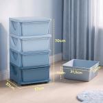 Organizador de Brinquedos com 4 Gavetas Torre de Arrumação para Crianças +3 Anos Cantos Arredondados e Pegas 37x37x76 cm Azul
