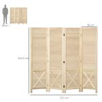 Biombo de 4 Painéis Separador de Ambientes Dobrável 152x1,7x144,5 cm Painéis com Orifícios para Pendurar Madeira