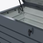 Baú de Exterior 311 L Baú de Armazenamento de Aço Galvanizado com 1 Fechadura para Jardim 120x62x66 cm Cinza Escuro