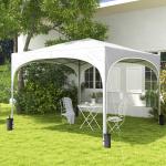 Tenda Dobrável 3x3 m Tenda de Jardim com Altura Ajustável Bolsa de Transporte Tecido Anti - UV e Sacos de Areia Branco
