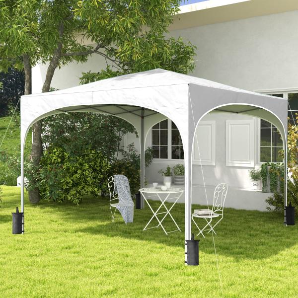 Tenda Dobrável 3x3 m Tenda de Jardim com Altura Ajustável Bolsa de Transporte Tecido Anti - UV e Sacos de Areia Branco