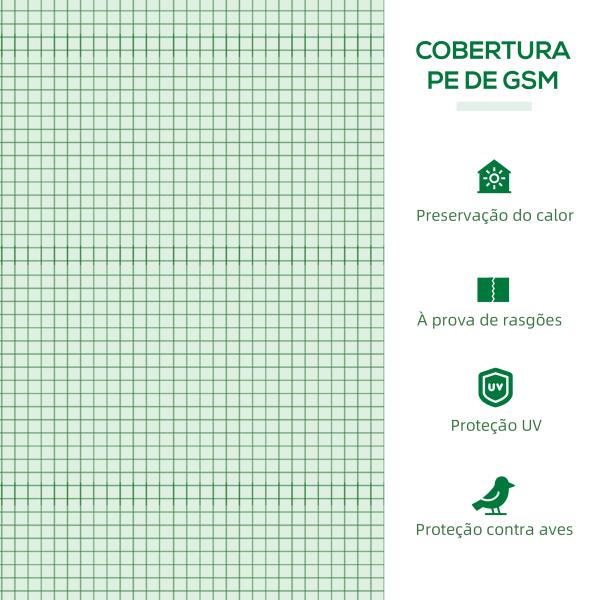 Mini Estufa para Cultivo de Plantas com 4 Janelas Estrutura em Aço e Cobertura de PE Anti - UV 200x80x45 cm Verde