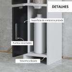 Coluna Casa de Banho com 3 Portas e 3 Prateleiras Abertas Coluna Auxiliar Estilo Moderno 15x17x120 cm Branco e Preto