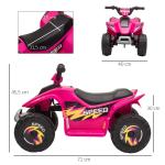 Quadriciclo Elétrico para Crianças de 18 - 36 Meses Quadriciclo a Bateria 6V com Avance e Retrocesso 72x40x45,5cm Rosa