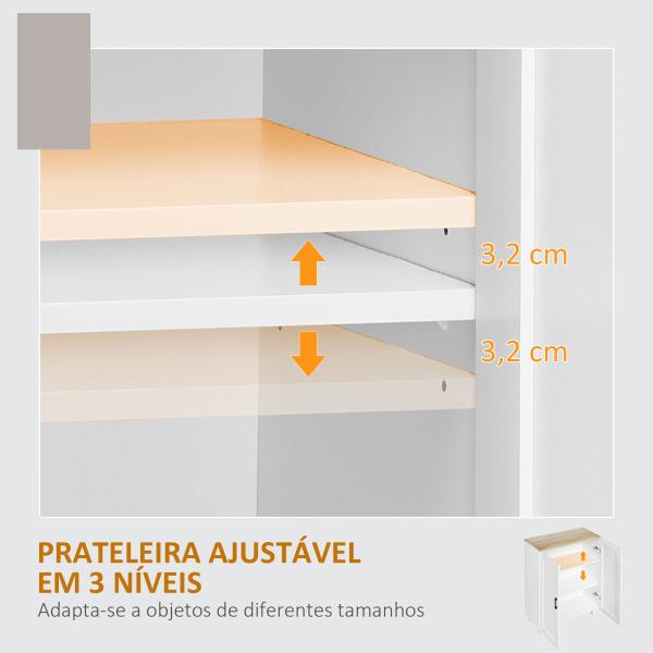 Armário de Sala de Estar Moderno Armário de Armazenamento com 2 Portas Prateleira Ajustável e Base Elevada 60x30x90 cm Branco