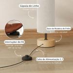 Candeeiro de Pé para Sala com Casquilho E27 Máx. 40 W, Abajur em Linho e Estrutura Metálica, 15x15x120 cm, Bege