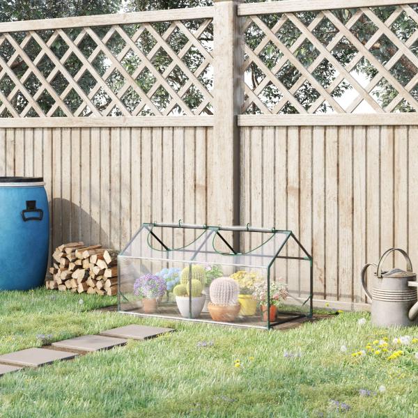 Estufa 119x60x60cm Estufa de Jardim com 2 Janelas Enroláveis para Cultivo de Plantas Verduras Flores Transparente