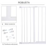 Barreira de Segurança para Animais de Estimação Extensível para Escadas e Portas Barreira de Segurança para Cães 76 - 107x76 cm Branco