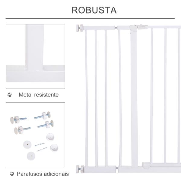 Barreira de Segurança para Animais de Estimação Extensível para Escadas e Portas Barreira de Segurança para Cães 76 - 107x76 cm Branco