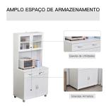 Armário de cozinha com prateleiras internas ajustáveis ​​e gaveta 80x48x170 cm Branco