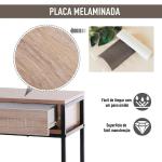 Mesa Tipo Consola de Estilo Industrial com 2 Gavetas e Prateleira Inferior 120x30x81,5cm Carvalho e Preto
