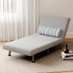 Sofá - Cama Individual Dobrável com Encosto Ajustável 5 Posições, Almofada e Revestimento em Linho Sintético, 75x70x75 cm, Cinzento