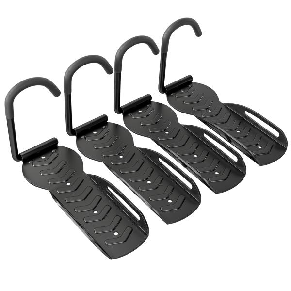 Conjunto de Suportes de Parede para Bicicletas com 4 Peças Gancho Dobrável 25,5x10,5x4 cm Preto