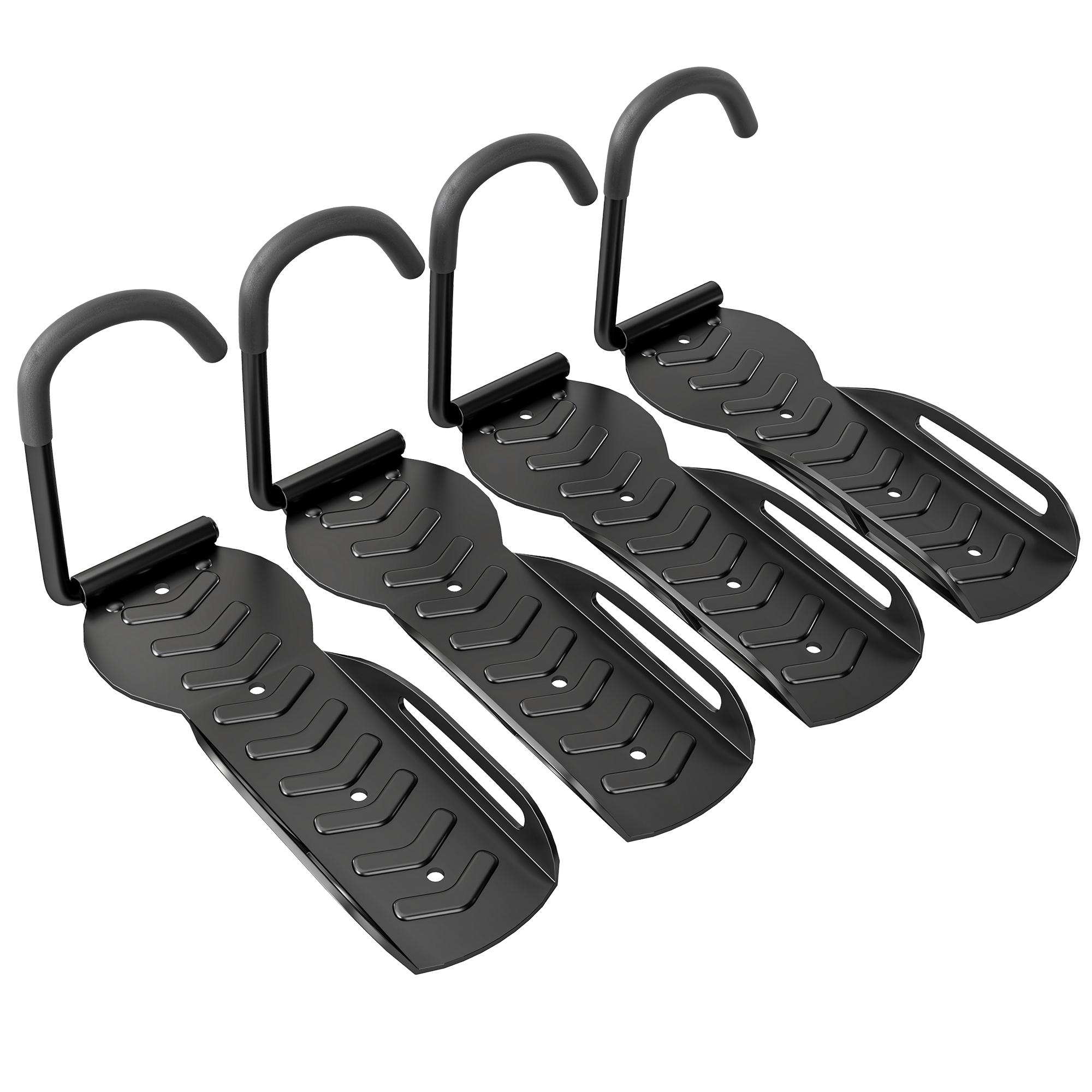 Conjunto de Suportes de Parede para Bicicletas com 4 Peças Gancho Dobrável 25,5x10,5x4 cm Preto