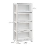 Vitrine Branco de 4 Níveis para Sala de Estar Anti - Tombo 59x30x139 cm com Portas Abatíveis de Acrílico Colecionador