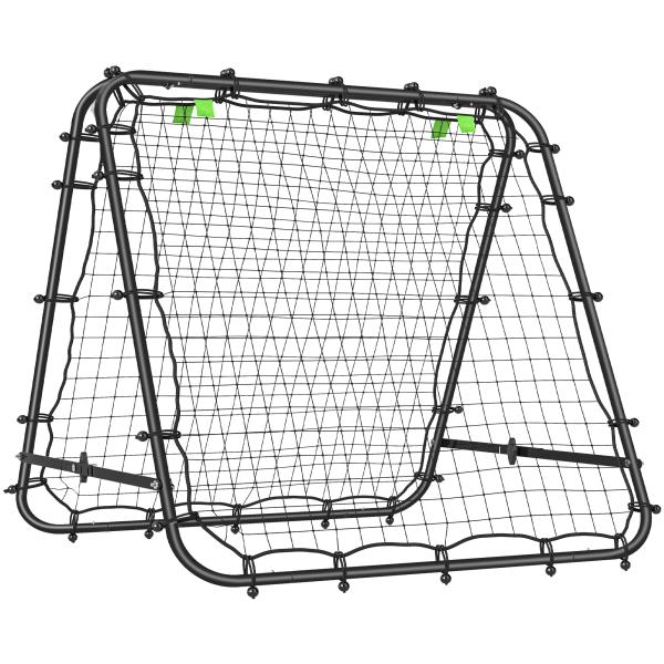 Rede de Rebote Dobrável para Treino Desportivo Ajustável em 5 Níveis de Ângulo com Tubo de Aço 100x95x90 cm Preto