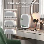 Mini Frigorífico de Cosméticos 6L de 9V com Porta com Espelho e Luz LED Ajustável em 3 Níveis 24,3x19,4x35,6 cm Branco