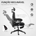 Cadeira de Escritório de Malha com Apoio para a Cabeça Suporte Lombar Apoio para os Pés Função de Inclinação 71x70x109 - 119 cm Preto