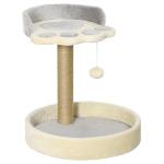 Arranhador para Gato com 2 Camas Poste de Juta Brinquedo Pendurado Ø41x44 cm Cinza Claro