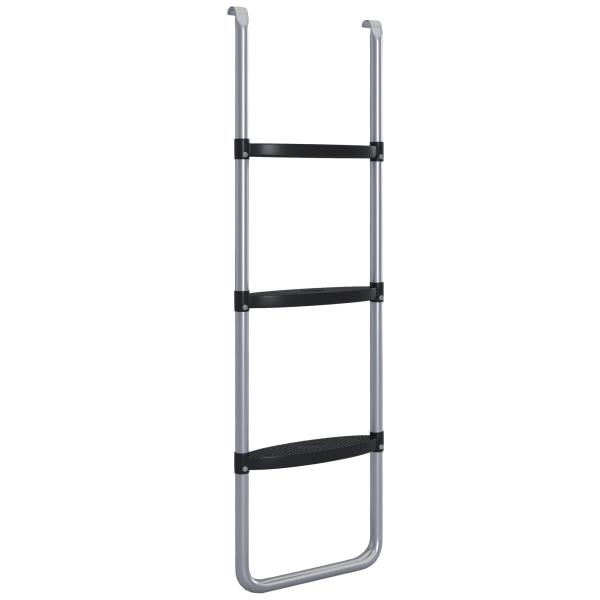 Escada para Trampolim de Aço Escada para Trampolim de 3 ou 2 Degraus com 2 Ganchos Capacidade 120 kg 110x32 cm Prata