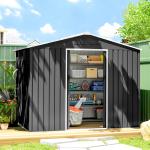 Abrigo de Jardim Exterior 3,6 m² 236x171x191 cm com Portas Deslizantes e Aberturas de Ventilação Cinzento Escuro