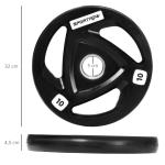 Conjunto de 2 Discos de Pesos Olimpicos 10kg Ferro Fundido Placas de Peso com Orifício de 5cm Ø32x4cm Preto