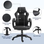 Cadeira de Escritório Ergonómica Cadeira de Escritório Giratória com Altura Ajustável Encosto Alto Estofado em Couro PU e Malha Transpirável 71x61x108 - 118cm Preto