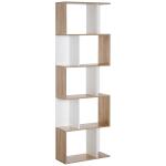 Estante para Livros Estante Alta de Parede com 5 Níveis em Forma de S Desenho Moderno 60x24x184,5cm Branco e Madeira