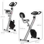 Bicicleta Estática Dobrável com 8 Níveis de Resistência Magnética com Assento Ajustável 43x97x109 cm Cinzento