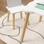 Mesa Infantil com 2 Cadeiras com Encosto em Forma de Coroa para Crianças de 3 - 6 Anos para Sala de Jogos Dormitório Branco
