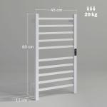 Toallero Elétrico de Parede 110W com Controlo WIFI Ecrã Tátil Temporizador 10 Barras Temperatura Ajustável Baixo Consumo IPX4 45x11x80 cm Branco