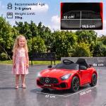 Carro Elétrico para Crianças Carro Mercedes - Benz AMG GTR com Bateria 12V Faróis Buzina e Música 108x67x46 cm Vermelho