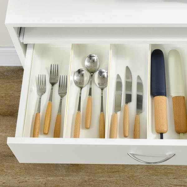 Armário de Cozinha com 4 Portas Bandeja Amovível Prateleira Ajustável Gaveta e Bancada para Micro - Ondas 70x40x180 cm Branco