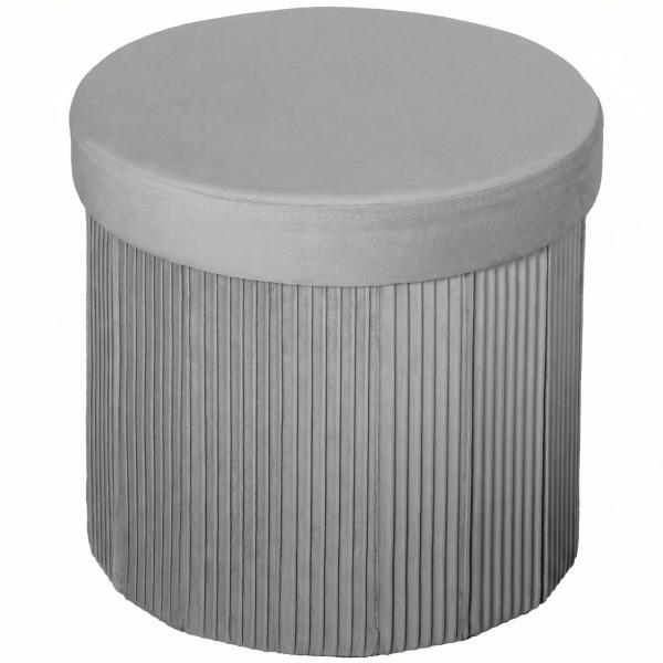 Puff de Arrumação Banco de Arrumação Dobrável 35 L 38x38x38 cm Estofado em Veludo Baú de Arrumação Cinzento Escuro