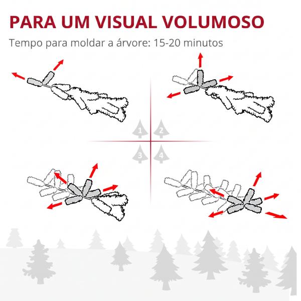 Árvore de Natal Estreita 270 cm com Efeito Neve, 1014 Ramos e Suporte Metálico, Verde e Branco