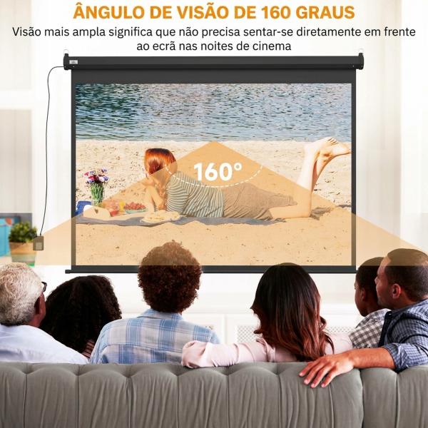 Ecrã de Projeção Elétrico 100" 4:3 com Comando à Distância para Interior e Exterior Preto