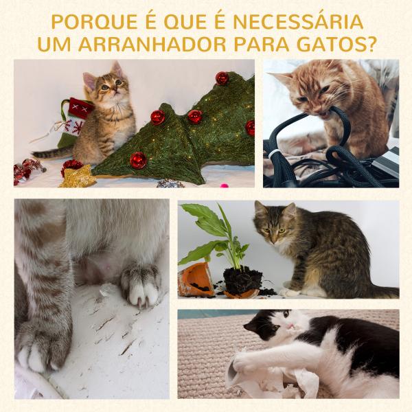 Árvore Arranhador para Gatos de 2 Níveis com Poste e Tapete de Arranhar Cama e Bola Suspensa 35,5x37x46 cm Cinza