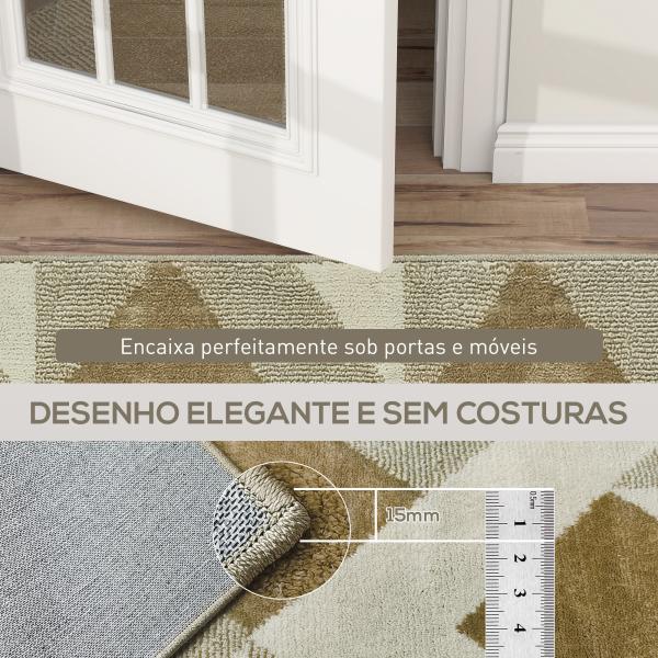 Tapete Sala de Estar 170x120 cm Tapete Lavável na Máquina de Lavar Pelo Curto Estilo Moderno Creme e Marrom Claro
