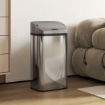 Balde de Lixo Automático para Cozinha 48 L Sensor Infravermelho Fechamento Automático Antimarcas Aço Inoxidável 33x25x69 cm Prata