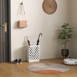 Suporte para Guarda - Chuvas de Aço Galvanizado Estreito com Bandeja de Gotejamento Removível 4 Ganchos 28x14x41 cm Branco