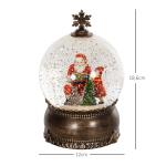 Bola de Neve com Música e Luzes Globo de Neve com Cena de Pai Natal e Criança Decoração de Natal Bronze