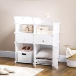 Armário Modular de Plástico Armário Modular com 6 Cubos Organizador de Roupas Sapatos Brinquedos 75x37x73cm Branco