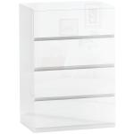 Cómoda com 4 Gavetas de Madeira Cómoda de Dormitório Cómoda Branca Estilo Moderno 55x33x80 cm Branco Brilhante