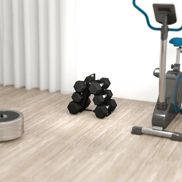 Conjunto de Halteres 2x4kg 2x6kg 2x8kg com Suporte de Armazenamento para Exercício e Treino Preto