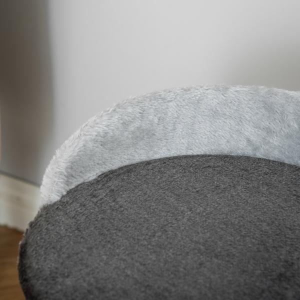 Árvore Arranhador para Gatos de 2 Níveis com Poste e Tapete de Arranhar Cama e Bola Suspensa 35,5x37x46 cm Cinza