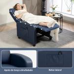 Poltrona de Massagem Reclinável com 2 Zonas de Massagem 8 Programas e 5 Níveis de Intensidade 68x88x98 cm Azul Escuro