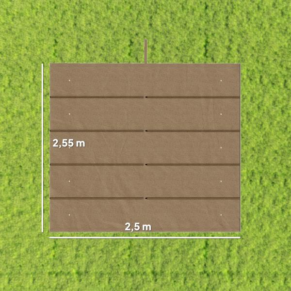 Cobertura para Teto Retrátil de 2,5x2,55 m para Pérgola 3x3 Tecido de Substituição com 10 Orifícios de Drenagem Castanho