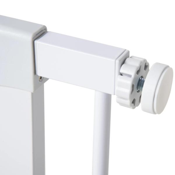 Barreira de Segurança para Cães Animais de Estimação 75 - 96cm para Escadas Portas e Corredores com Fechamento Automático Altura 76cm Branco