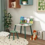 Mesa e Cadeira para Crianças com Prateleira para Livros Secretária para Crianças acima de 3 Anos Verde